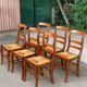 6 chaises bois massif chêne moyen satin et paille