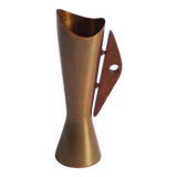 Copper and teak vase by Dahlmann, Germany 1950s