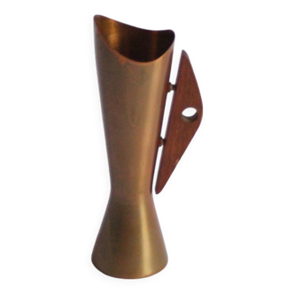 Copper and teak vase by Dahlmann, Germany 1950s