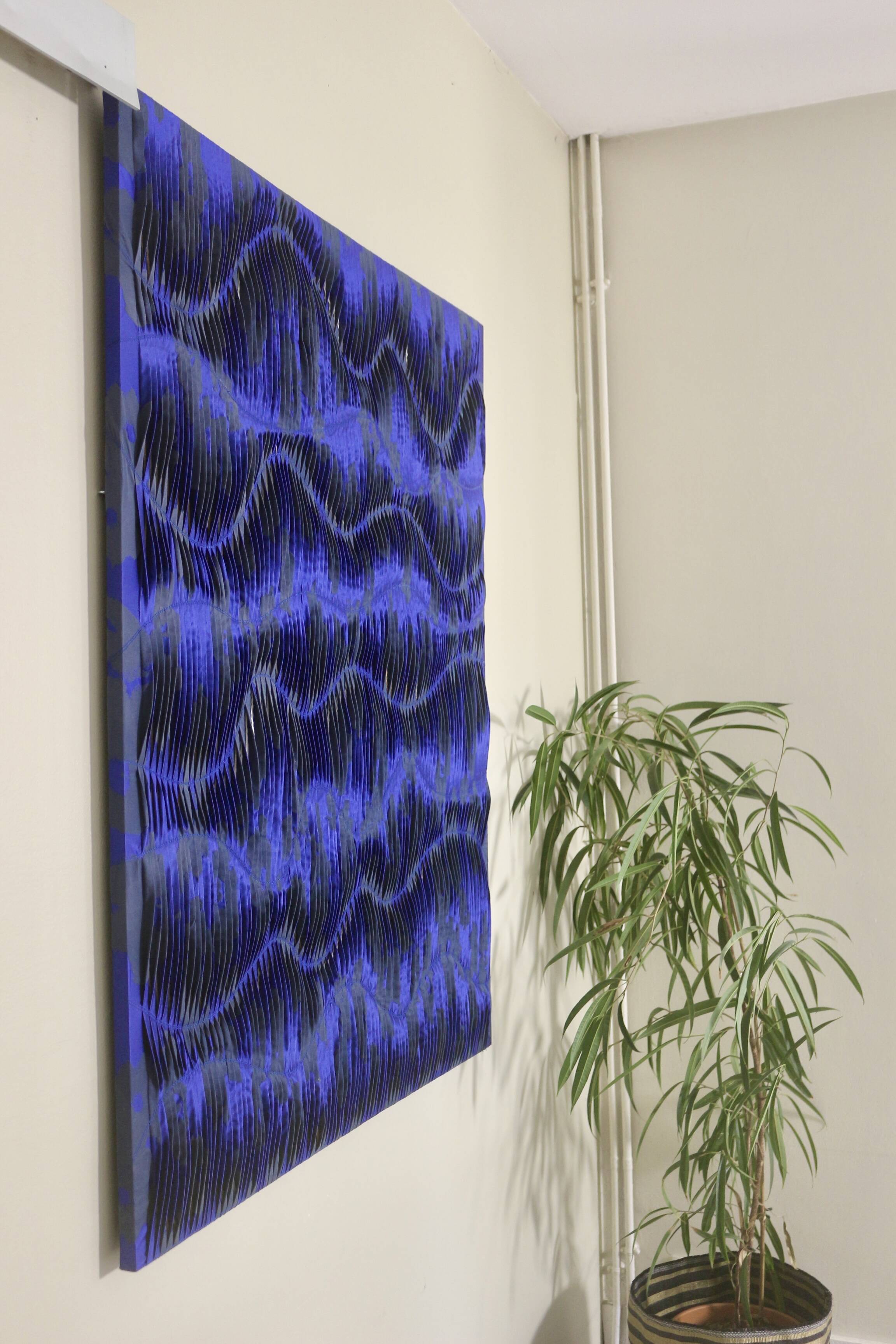 Tableau texturé contemporain Bleu imprimé  Ref cobalt