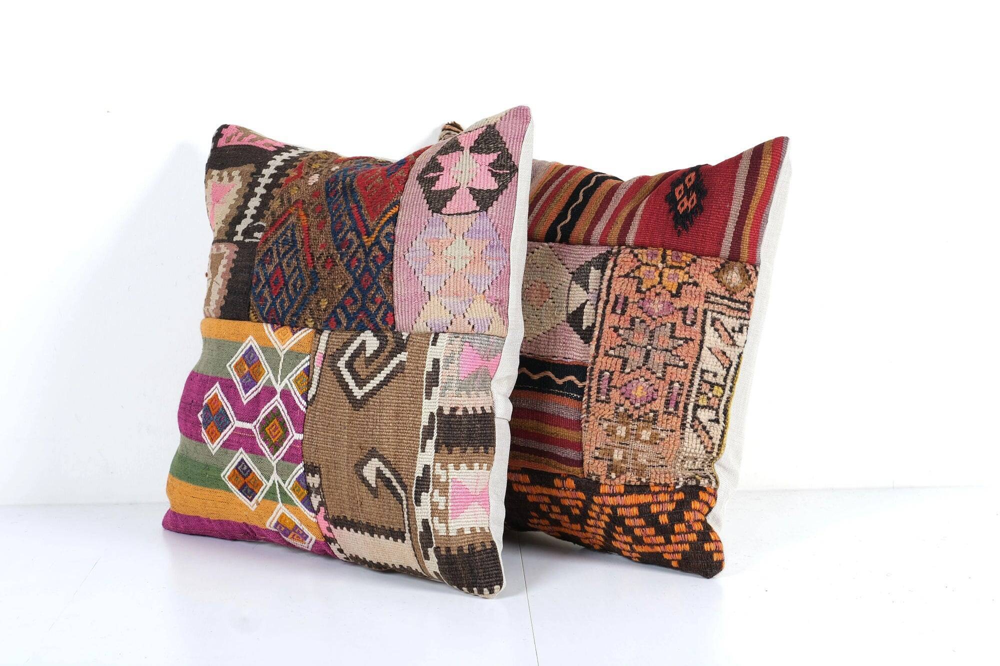Set of 2 vintage kilim cushion covers 51x51 cm