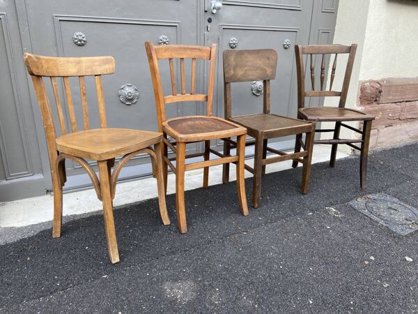 Lot de 4 chaises bistrot dépareillé