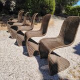 6 vintage rattan chairs dlg Verner PANTON