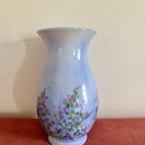 Grand vase bleu à fleurs pastels