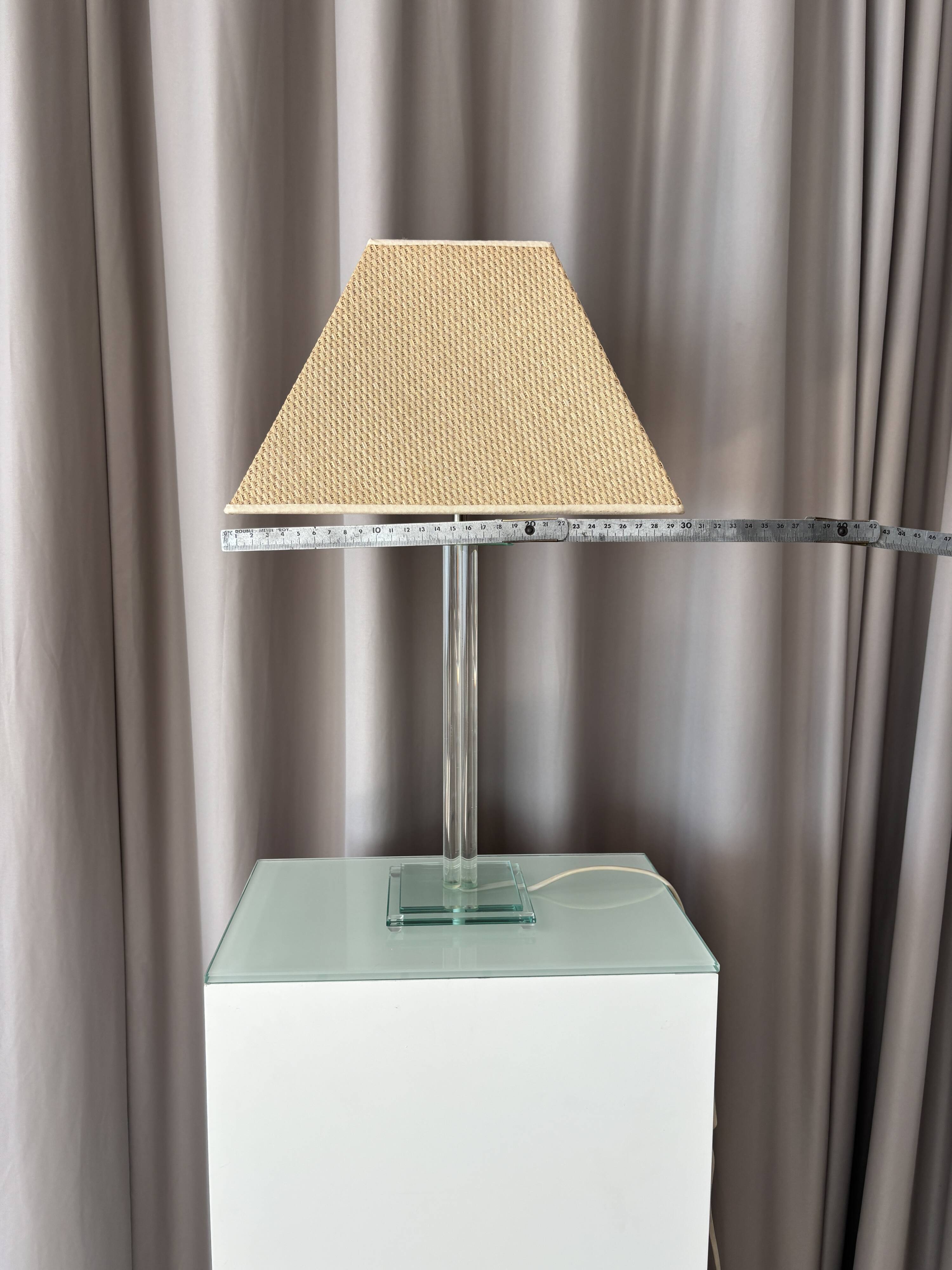 Vintage Hollywood Regency Acrylic Table Lamp with Original Woven Shade