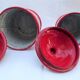 Ensemble de pots de cuisine en fer émaillé rouge