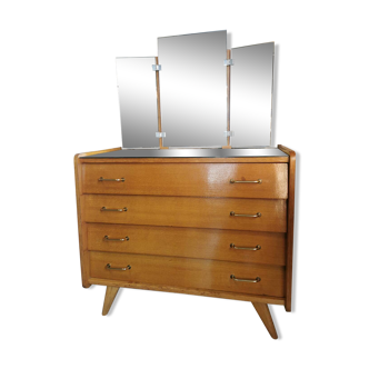 Commode vintage pieds compas miroir tryptique
