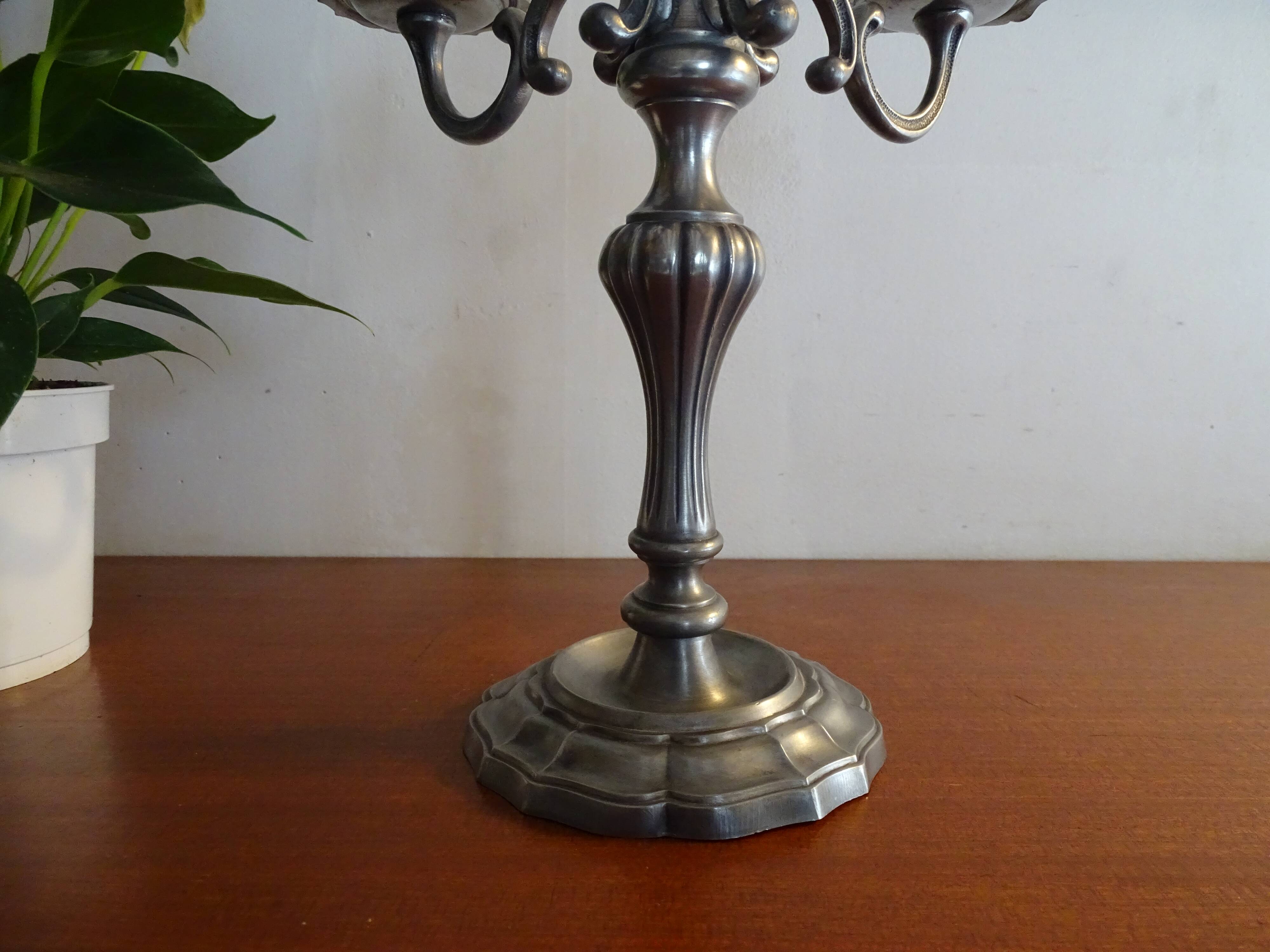 Candlestick 5 branches pewter Peltro signed