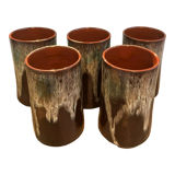 Set of 5 high enamelled sandstone cups