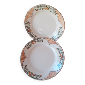 2 dishes enamel decoration Longwy. Model Antibes.