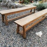 Farmhouse table with solid oak benches