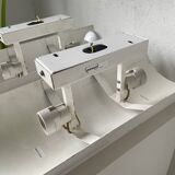 Pair of Parscot wall lights in white lacquered metal from the 80s