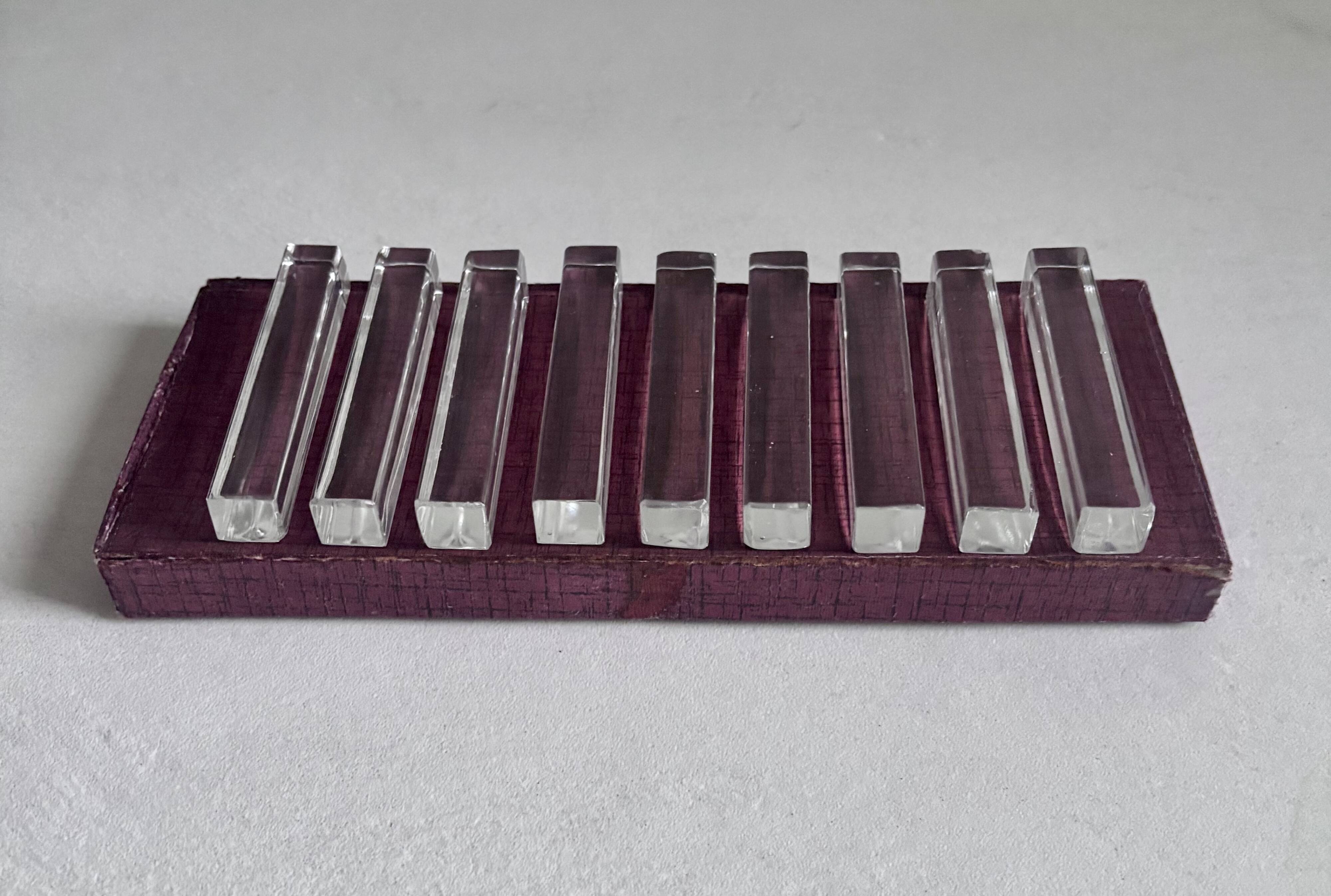 9 crystal knife rests from Hungary