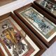 Set of 3 mirrors screen-printed Mucha, the 4 seasons -lack summer-