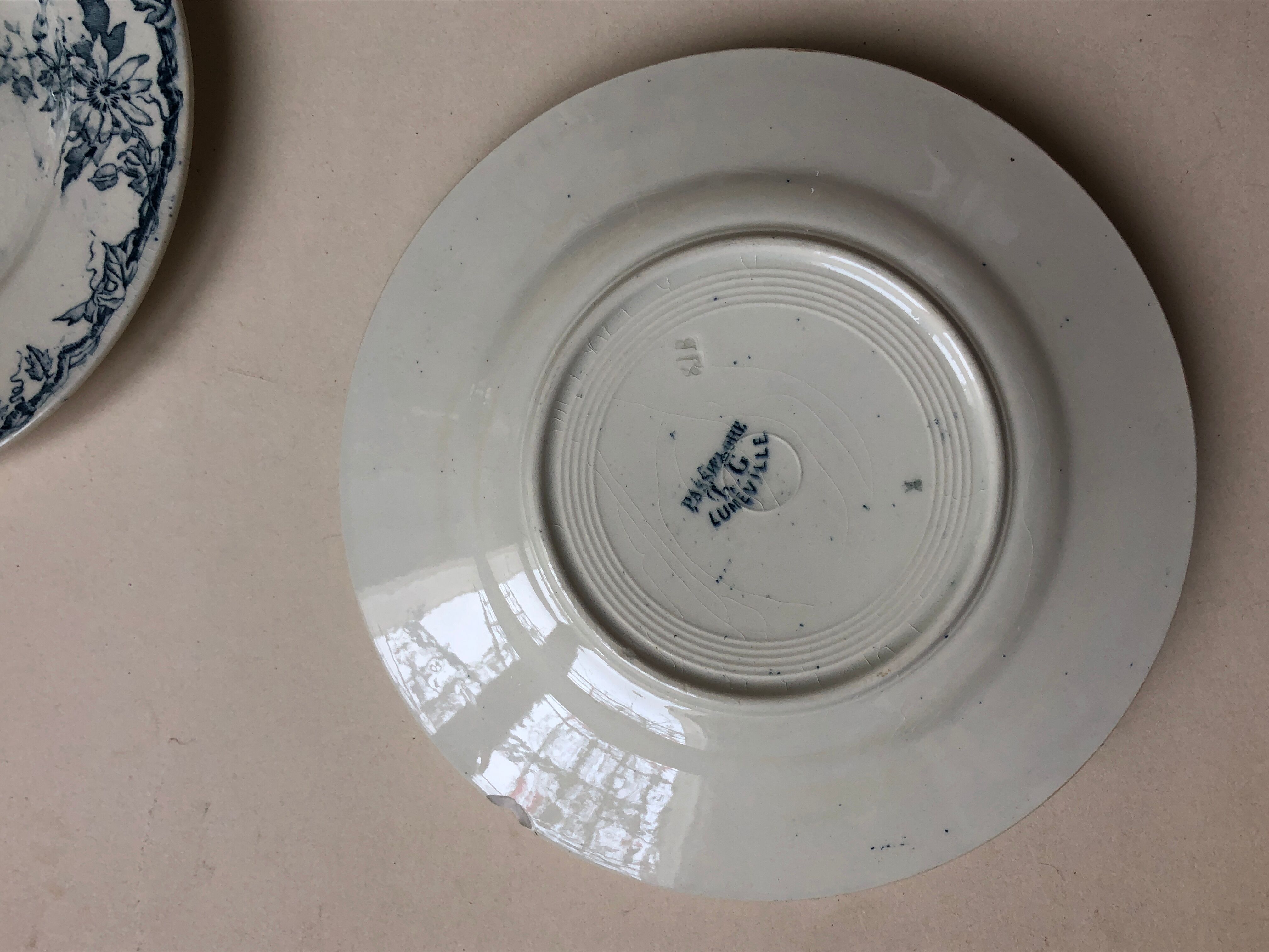 Set of 6 plates in faience Luneville model Passiflore