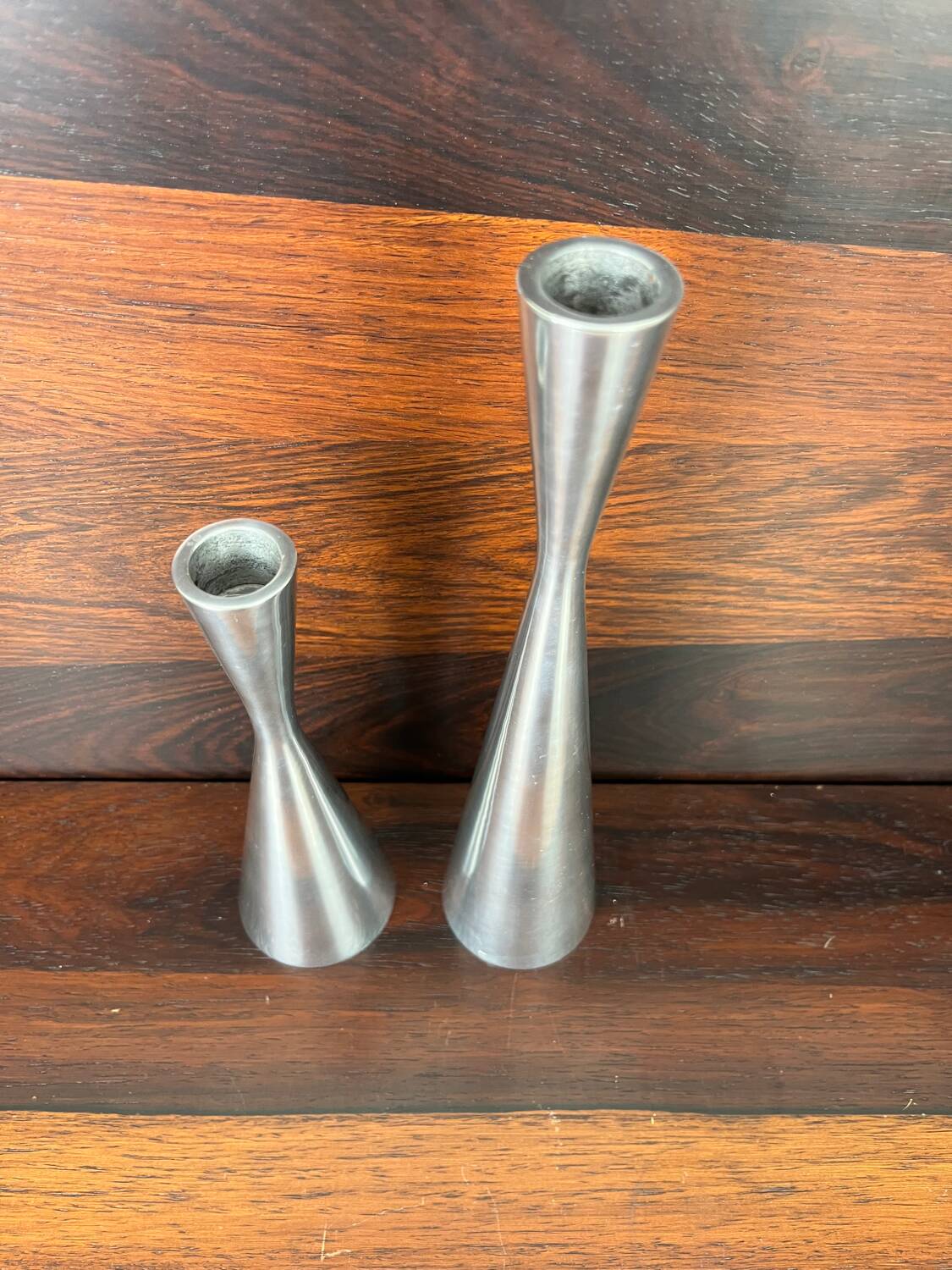 Set of vintage Ikea aluminum diabolo candle holders