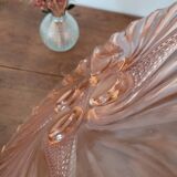 Plateau en verre rose années 50