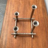 Brutalist sculptural cast aluminium candlestick Danish