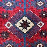 Turkish runner 475x97 cm tribal rug, red, beige, blue, vintage