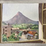 Watercolor mountain landscape