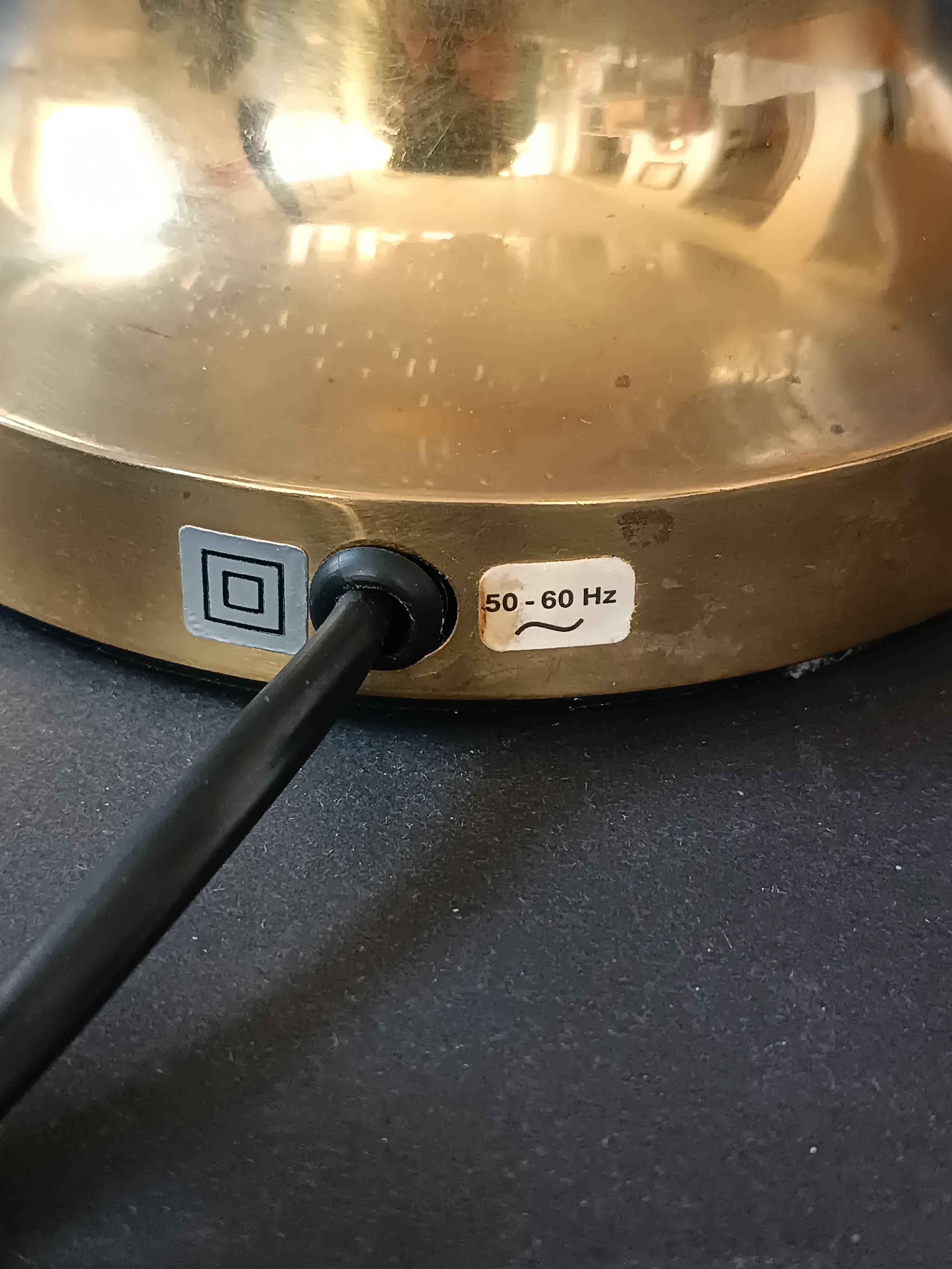 Vintage Limberg table lamp in bubbled glass and brass base