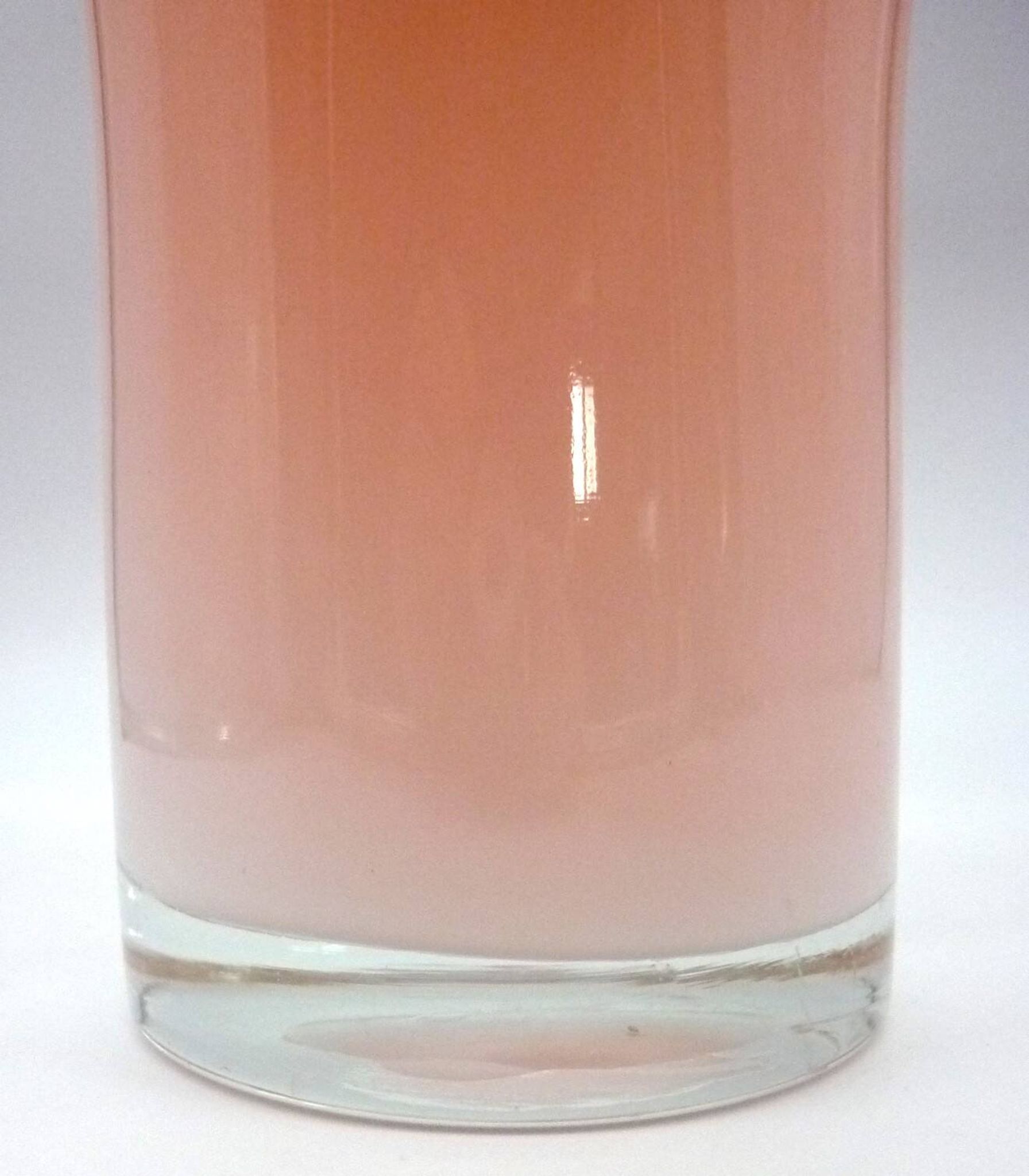 Murano handkerchief vase, blown glass, 1960s design, white and orange.