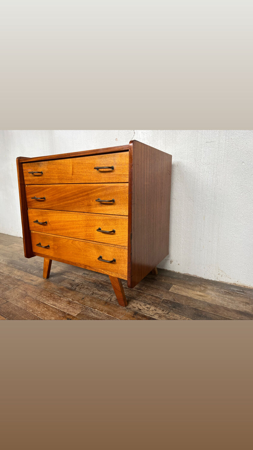 Vintage compass feet chest of drawers 1950 1960