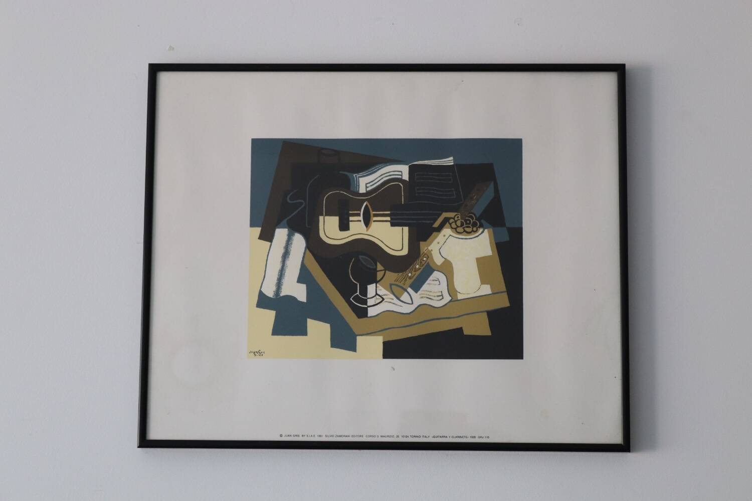 Framed poster 1991 "guitar and clarinet" Juan gris 1920