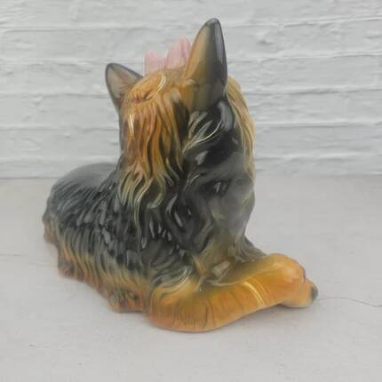 Ceramic Yorkshire Terrier lying down signed made in Italy
