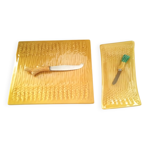 Plateau à fromage et beurrier assorti en céramique