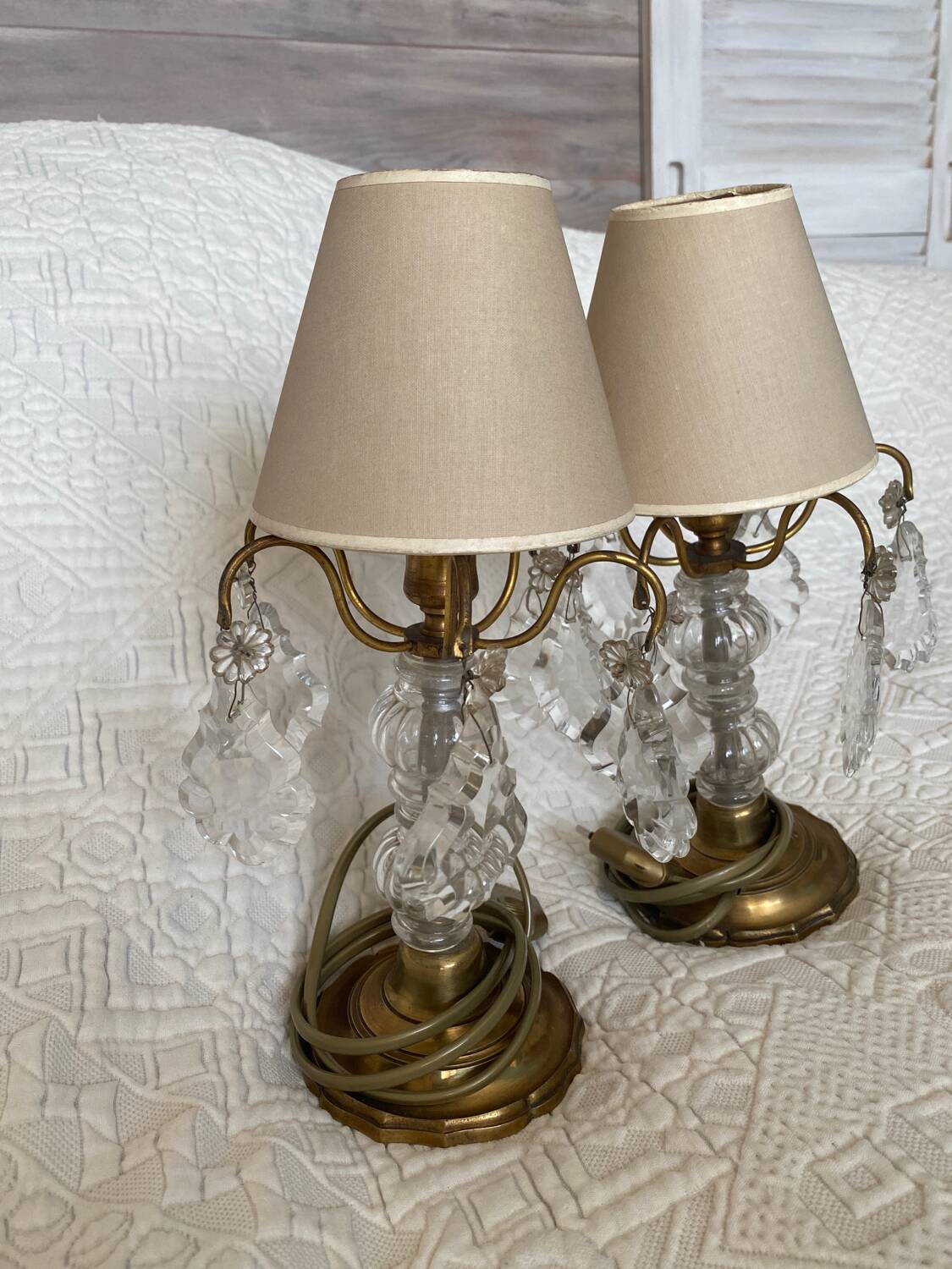 Pair of Gilt Bronze Girandole Lamps with Tassels