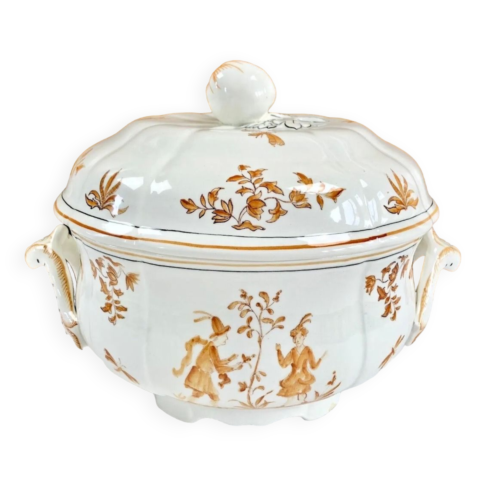 Ancienne soupière légumier Longchamp décor Moustiers  Olérys