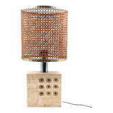 Lampe de table brutaliste en travertin, attribuée à Enzo Mari, Italie, années 1970