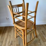 Set of 5 Luterma light blond wood bistro chairs from the 50s