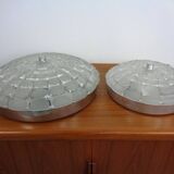 Large German Glass Ceiling Lights, Set of 2, 1960s