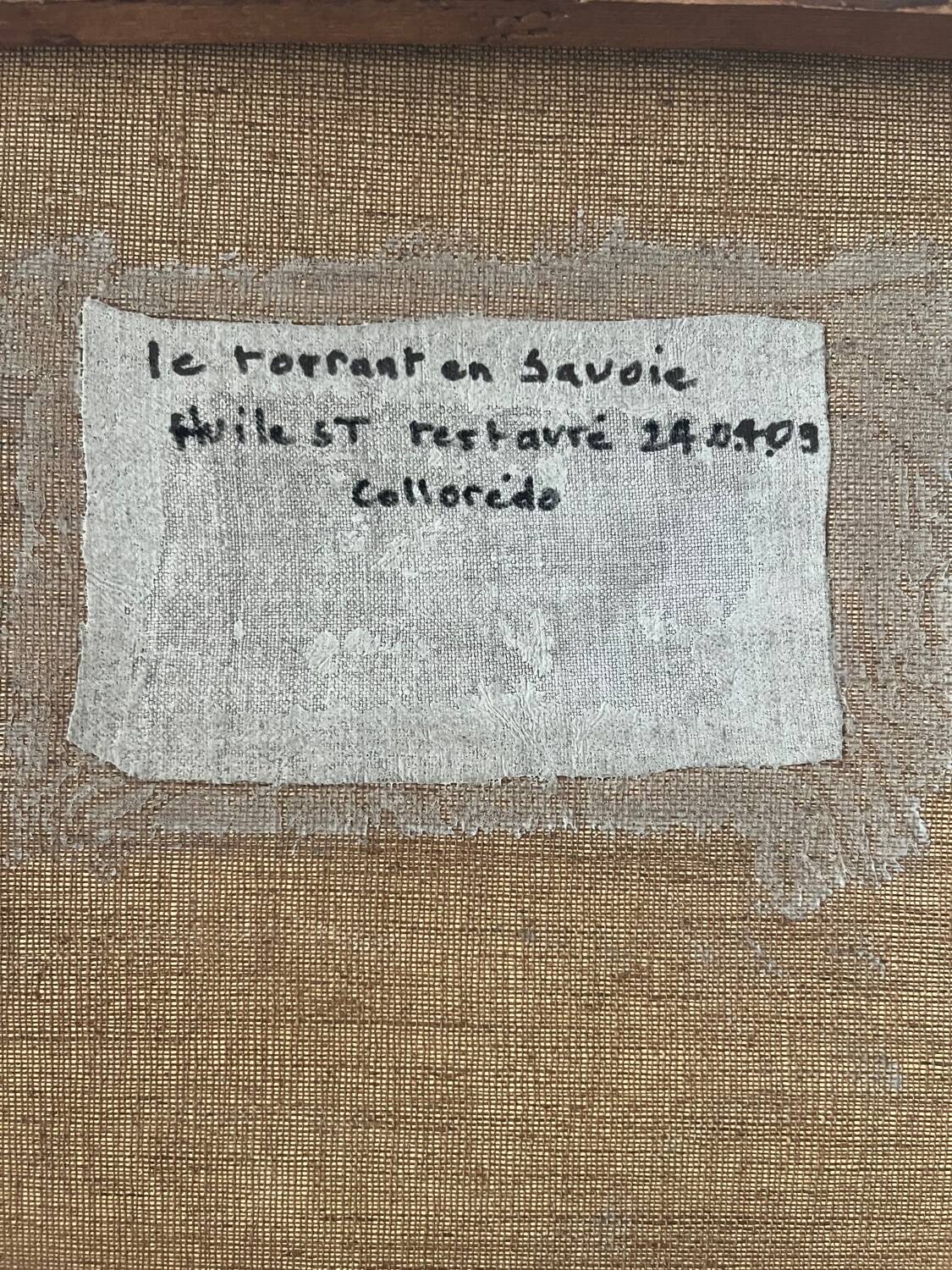 "The torrent in Savoie", mountain landscape, oil on canvas