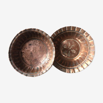 2 Ottoman  antique  plates bowls copper tin coated