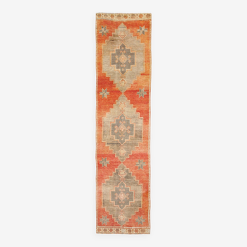3x12 shades of brunt orange oushak runner rug