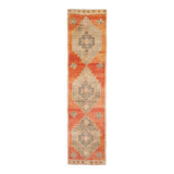 3x12 shades of brunt orange oushak runner rug