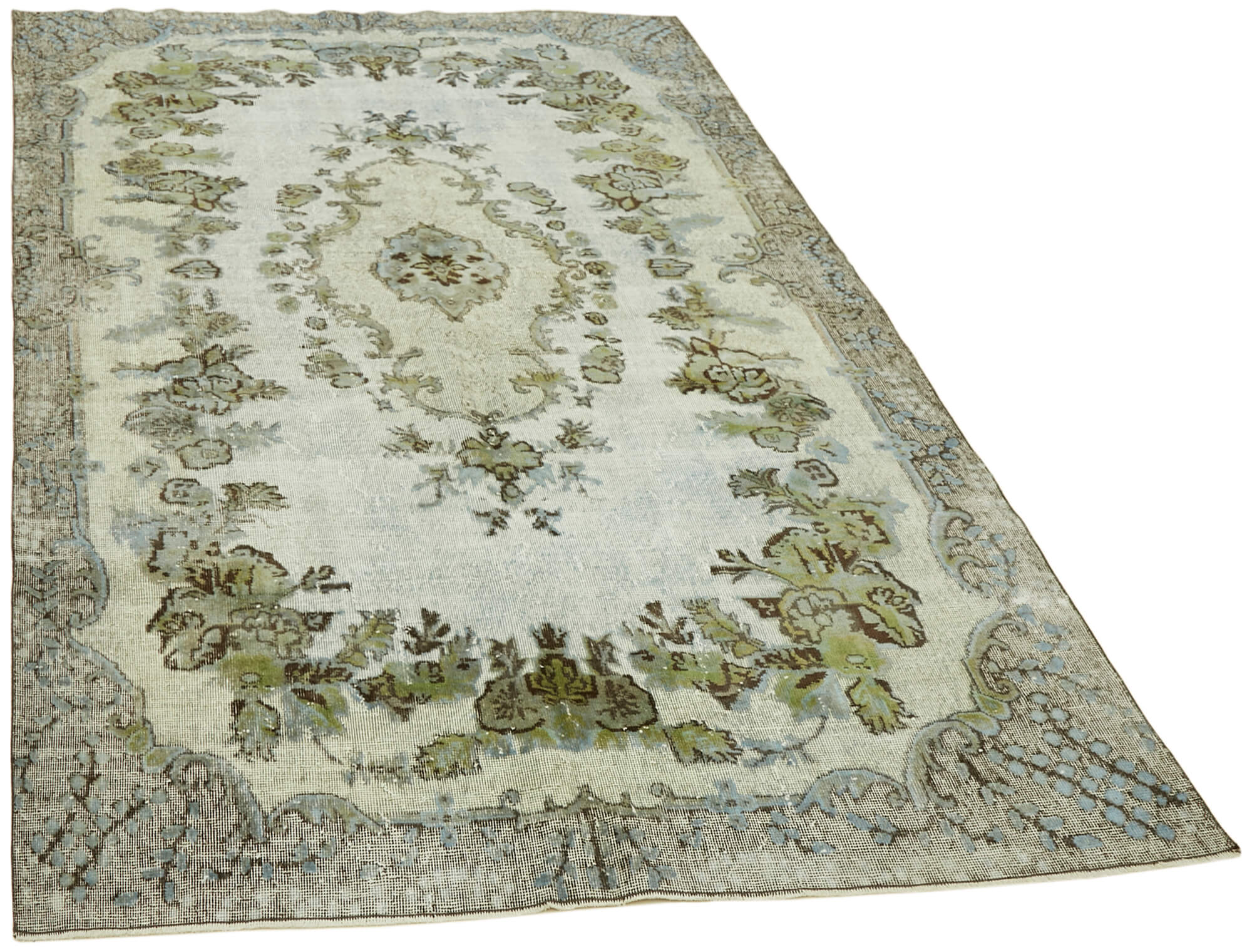 Hand-knotted antique anatolian 1970s 206 cm x 318 cm blue carpet
