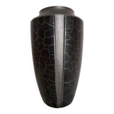 Large iridescent black art deco design vase