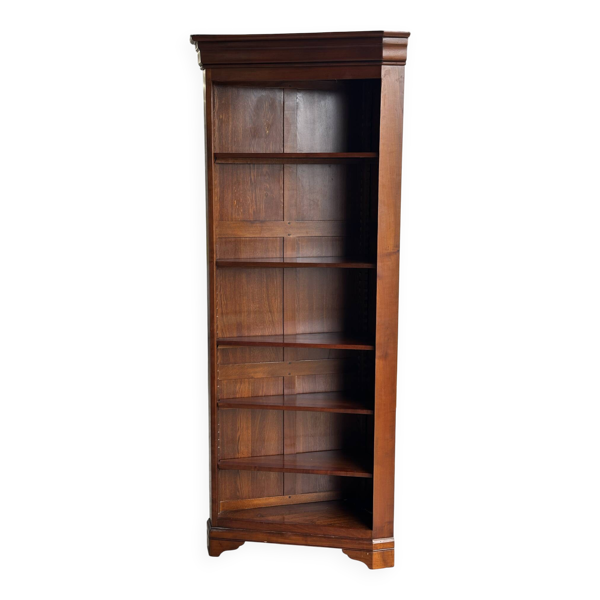 Bibliothèque d’angle en merisier massif - XXe siècle