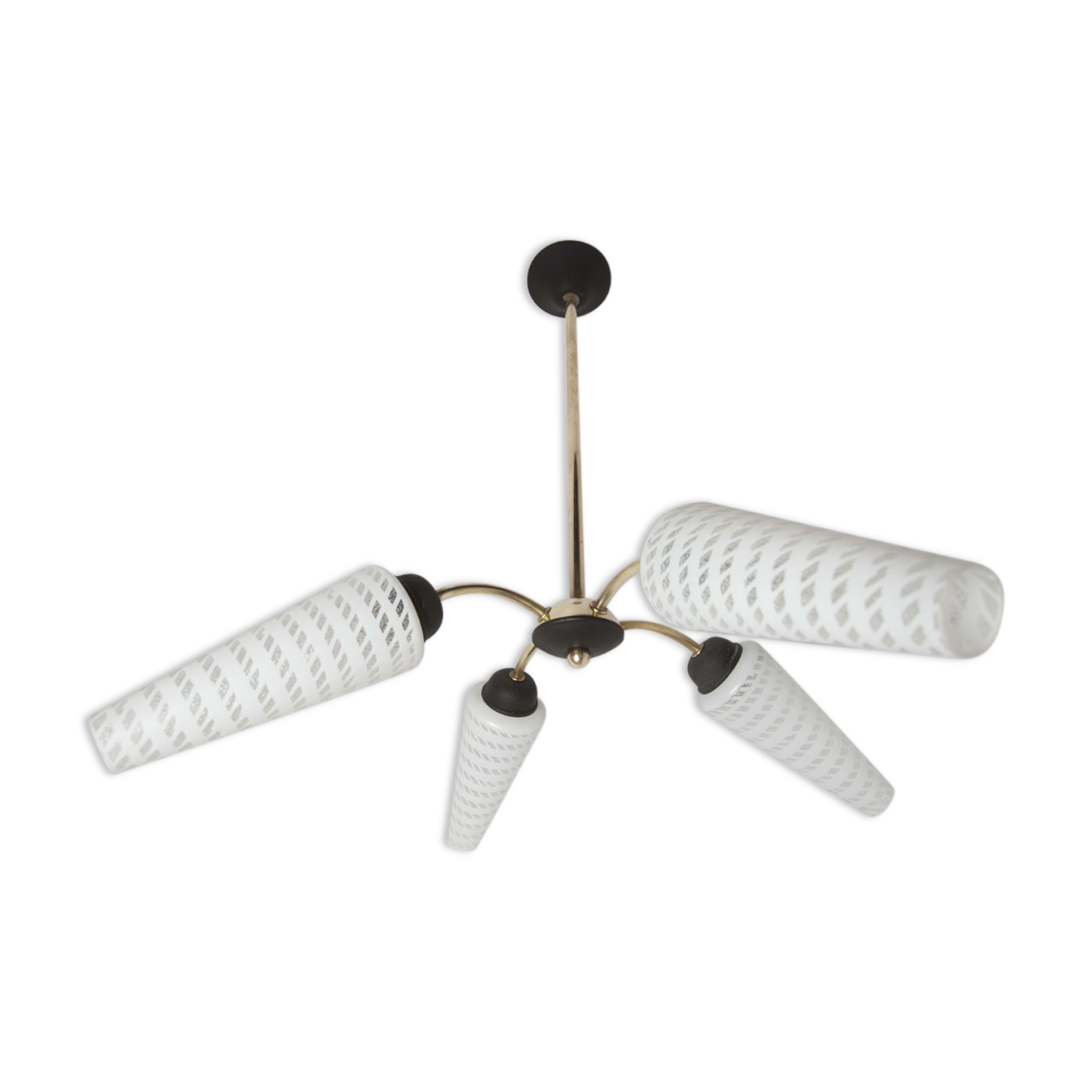 Luster 4 black branches, gold and glass