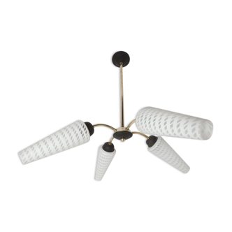 Luster 4 black branches, gold and glass