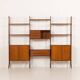 Italian freestanding wall unit or room divider in teak, 1960s