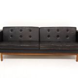 Scandinavian leather sofa, Karl Erik Ekselius for JOC, Sweden, 1950