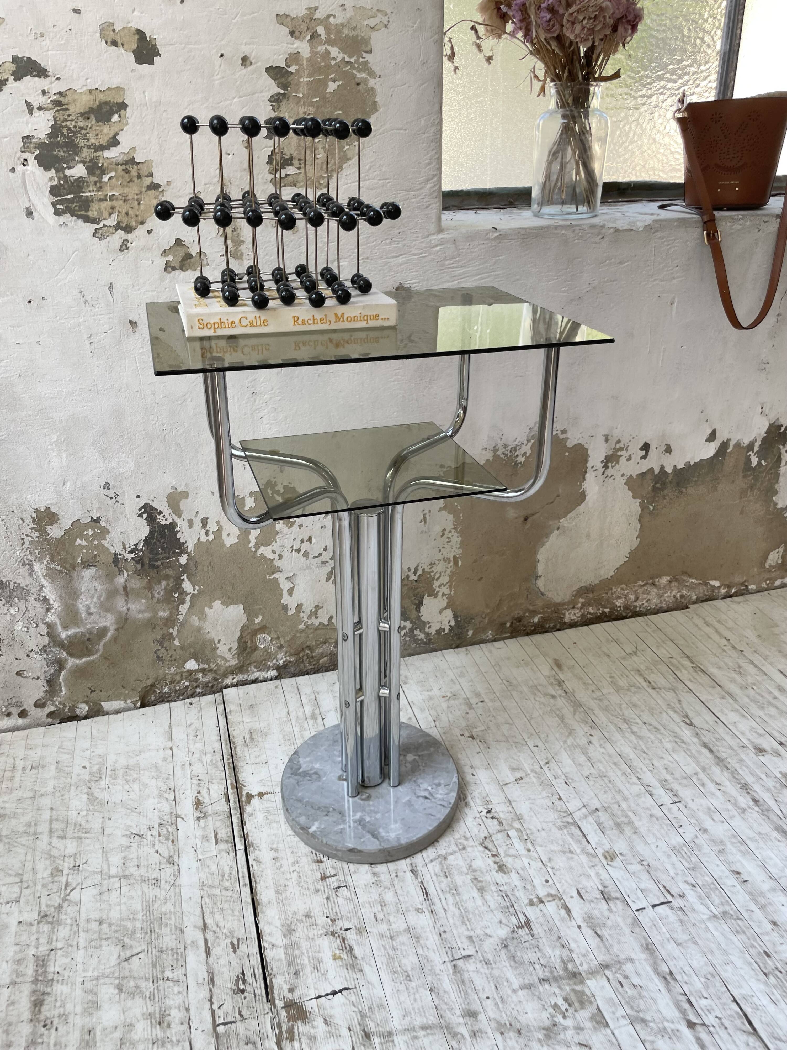 80s glass and marble console