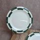 Set of 10 dessert plates Salins – Opaceline Jamier Green – vintage checkered