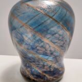 Blue Murano Glass Vase by Fratelli Toso with Bronze Aventurine
