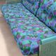 Vintage 2-seater sofa fantasy fabric design cushions 1980s original